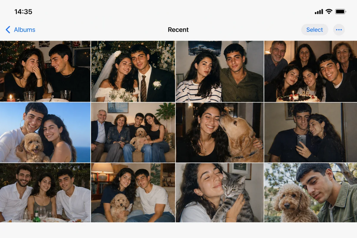 An overflowing photo gallery on a phone or laptop