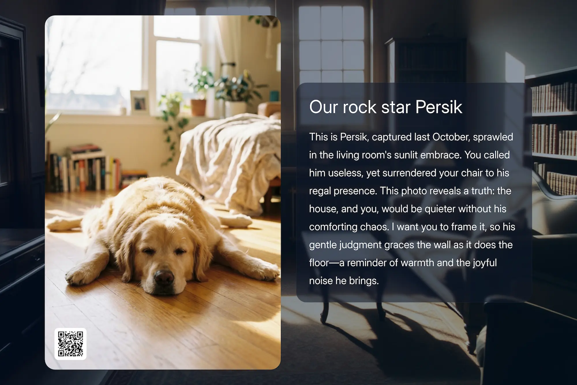 Pet photo — memory card for parent