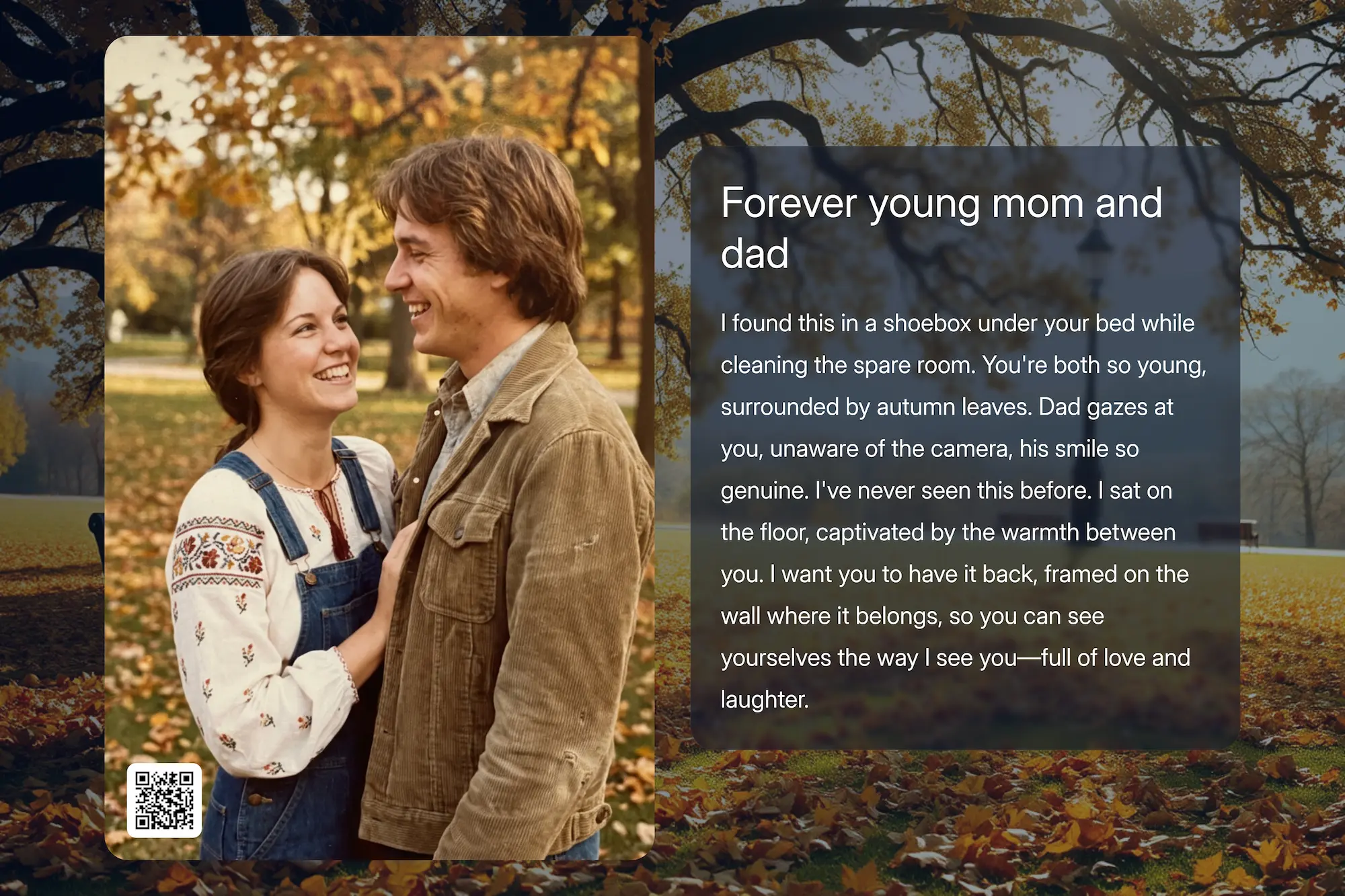 Old found photo — memory card for parents